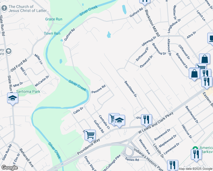 map of restaurants, bars, coffee shops, grocery stores, and more near 118 Nashua Drive in Clarksville
