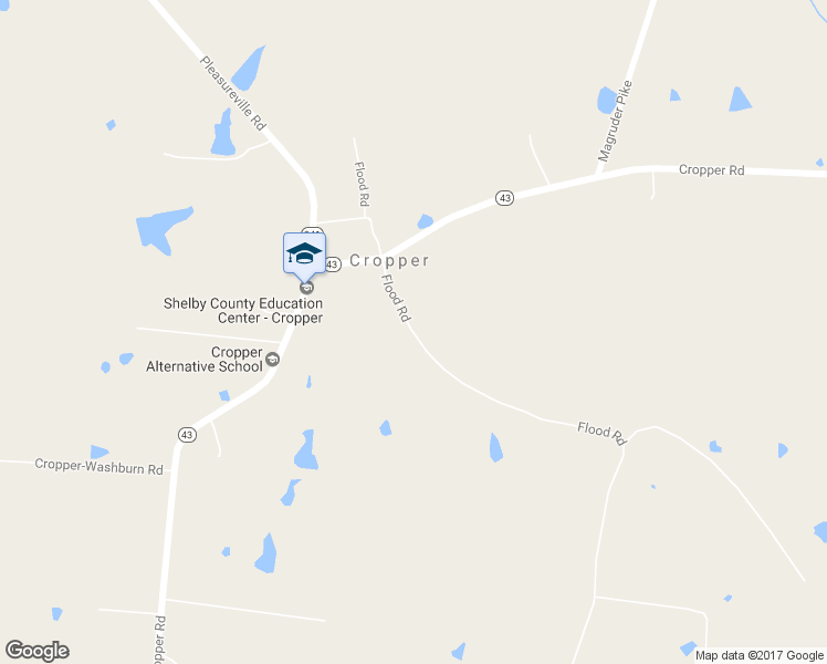 map of restaurants, bars, coffee shops, grocery stores, and more near 1740 Flood Road in Shelbyville