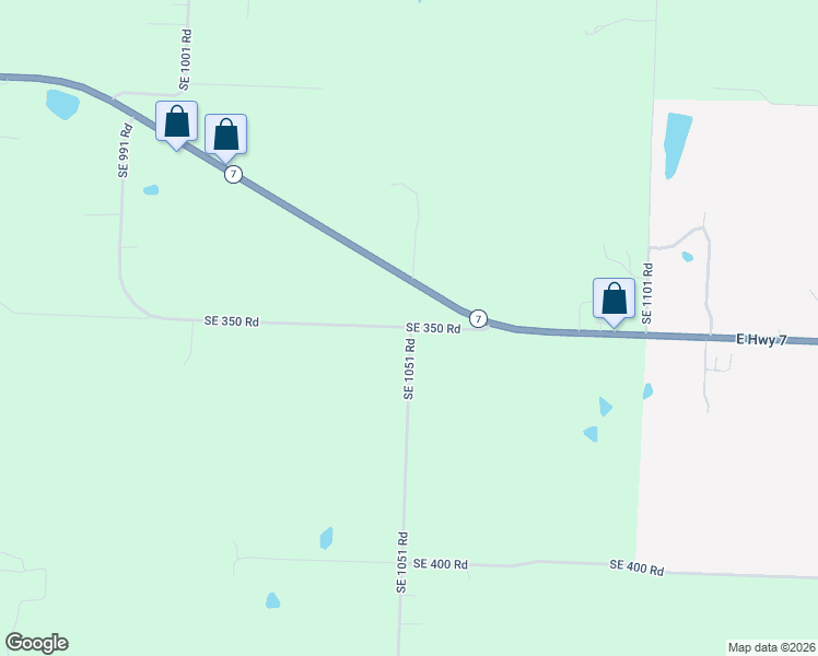 map of restaurants, bars, coffee shops, grocery stores, and more near 1074 Southeast 350 Road in Clinton