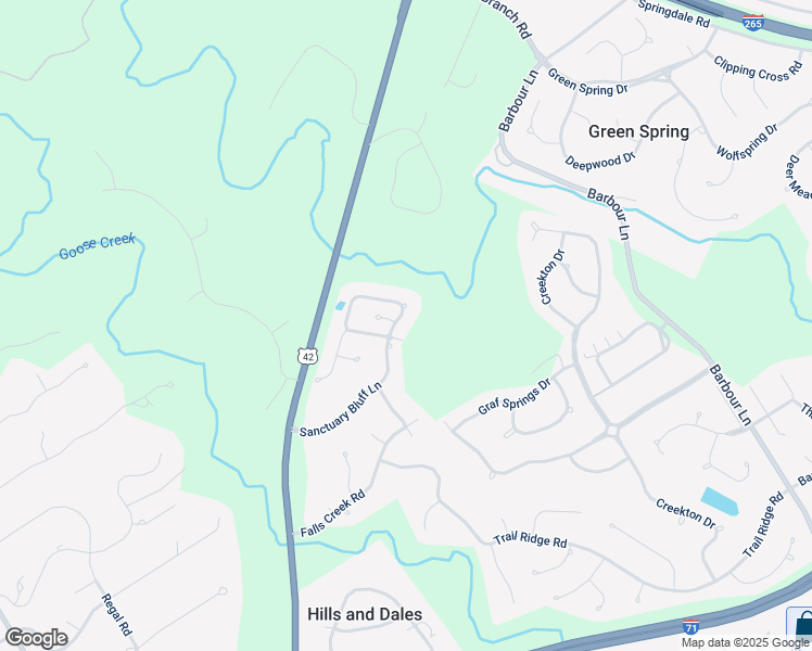 map of restaurants, bars, coffee shops, grocery stores, and more near 4302 Sanctuary Bluff Lane in Louisville