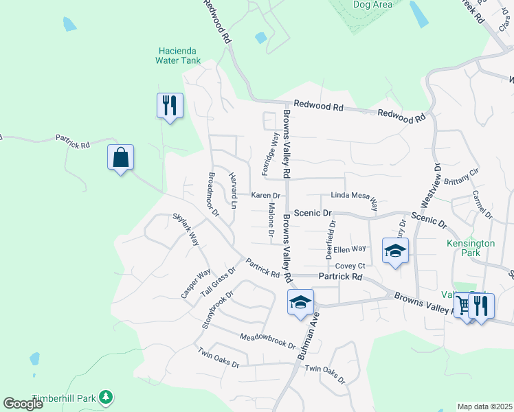 map of restaurants, bars, coffee shops, grocery stores, and more near 149 Mayfield Court in Napa