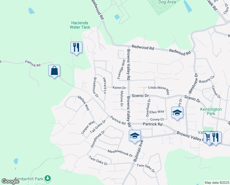 map of restaurants, bars, coffee shops, grocery stores, and more near 149 Mayfield Court in Napa
