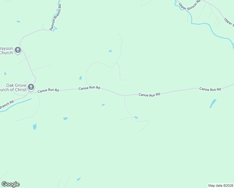 map of restaurants, bars, coffee shops, grocery stores, and more near Canoe Run Road in Grayson