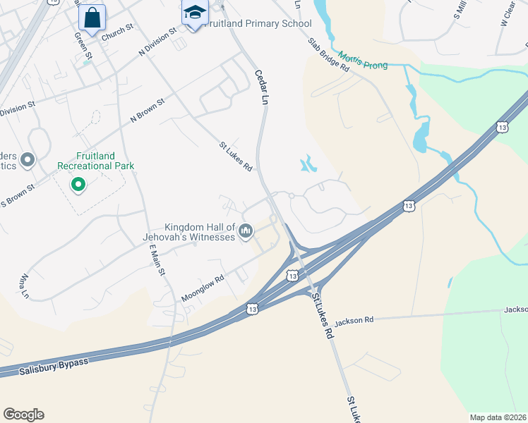 map of restaurants, bars, coffee shops, grocery stores, and more near 22 Cedar Lane in Fruitland