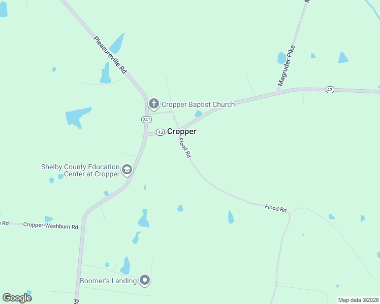 map of restaurants, bars, coffee shops, grocery stores, and more near 1854 Flood Road in Shelbyville