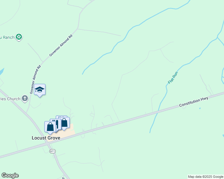 map of restaurants, bars, coffee shops, grocery stores, and more near 6598 Louisianna Road in Locust Grove