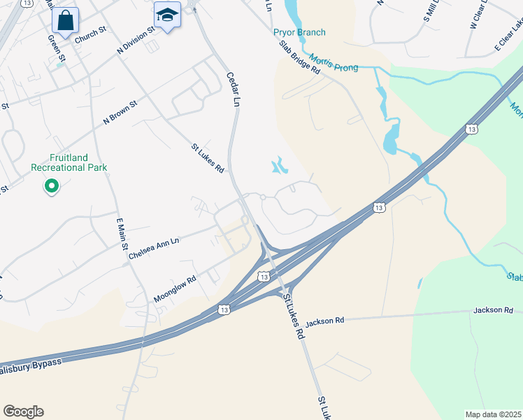 map of restaurants, bars, coffee shops, grocery stores, and more near 109 Porter Parkway in Fruitland