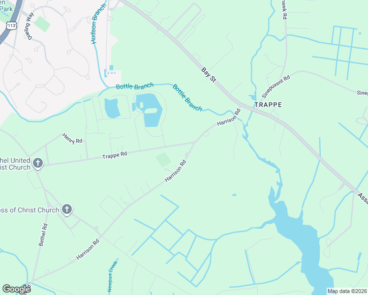 map of restaurants, bars, coffee shops, grocery stores, and more near 10534 Trappe Road in Berlin