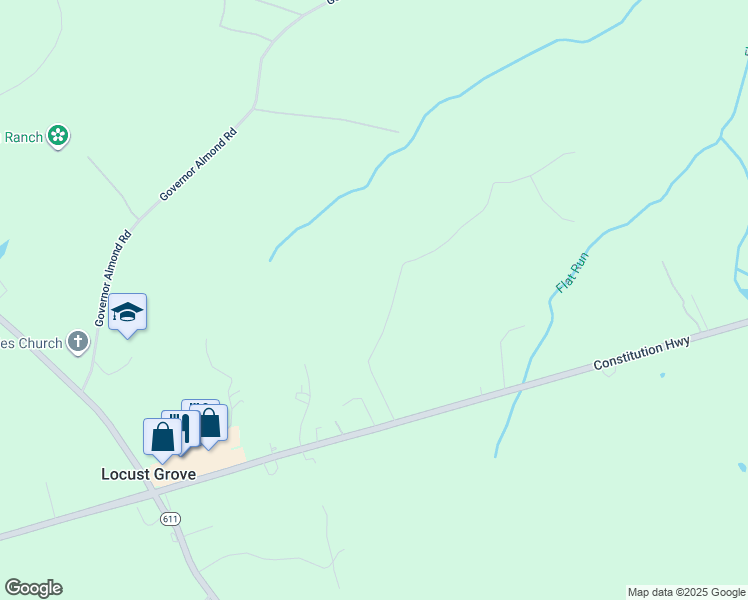 map of restaurants, bars, coffee shops, grocery stores, and more near 6598 Louisianna Road in Locust Grove