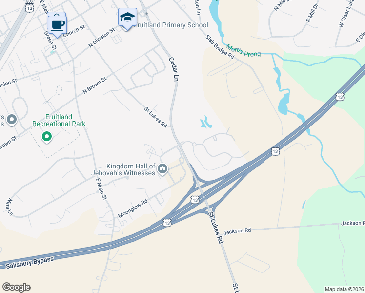 map of restaurants, bars, coffee shops, grocery stores, and more near 22 Cedar Lane in Fruitland