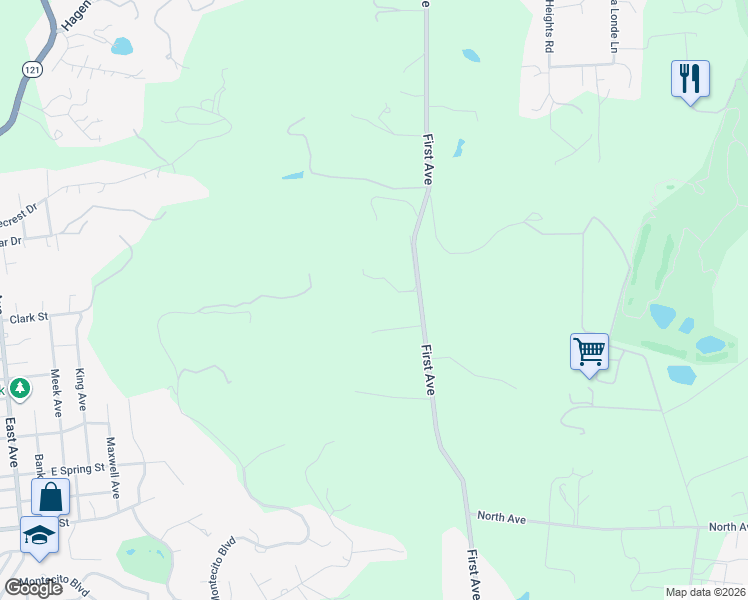 map of restaurants, bars, coffee shops, grocery stores, and more near 2151 First Avenue in Napa