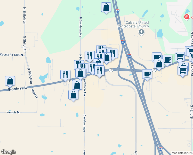map of restaurants, bars, coffee shops, grocery stores, and more near in Mount Vernon