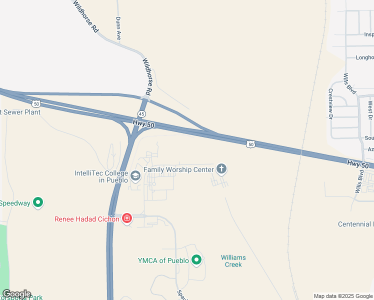 map of restaurants, bars, coffee shops, grocery stores, and more near 3769 Parker Blvd in Pueblo