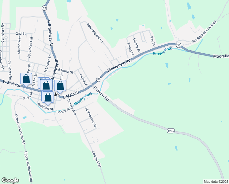 map of restaurants, bars, coffee shops, grocery stores, and more near 130 East Union Road in Carlisle