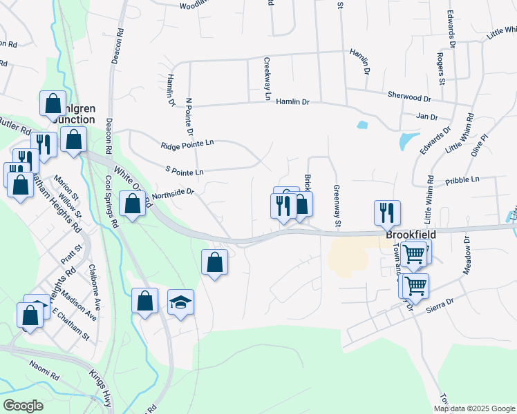 map of restaurants, bars, coffee shops, grocery stores, and more near 113 Mountain Avenue in Fredericksburg