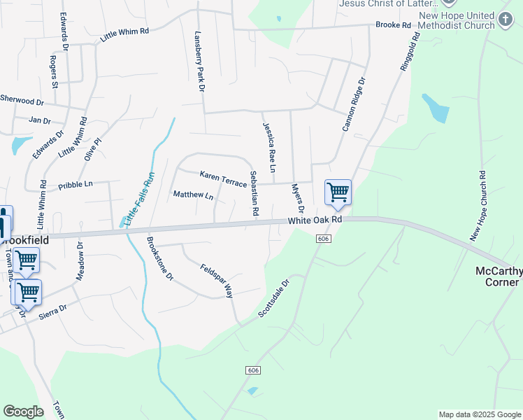 map of restaurants, bars, coffee shops, grocery stores, and more near 2187 Sebastian Road in Fredericksburg