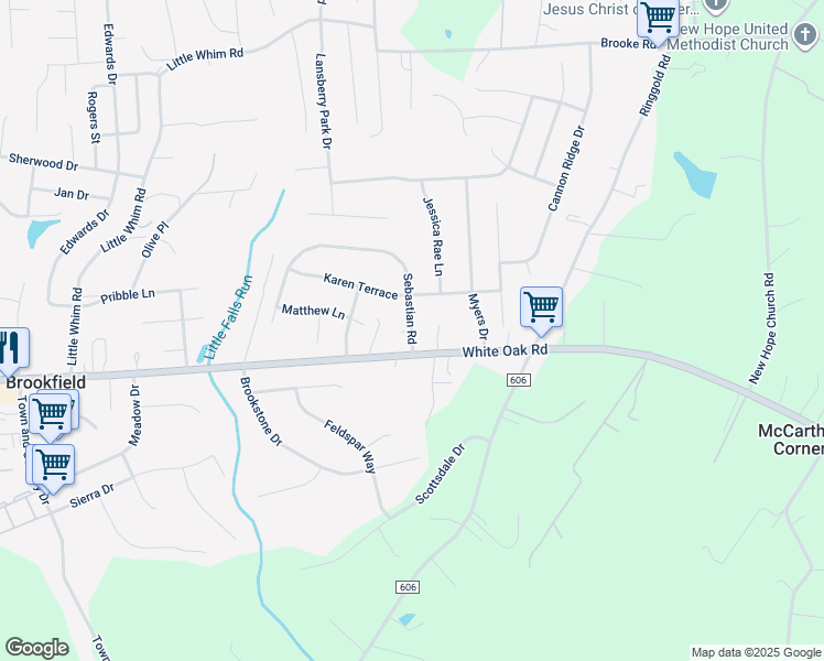map of restaurants, bars, coffee shops, grocery stores, and more near 2187 Sebastian Road in Fredericksburg
