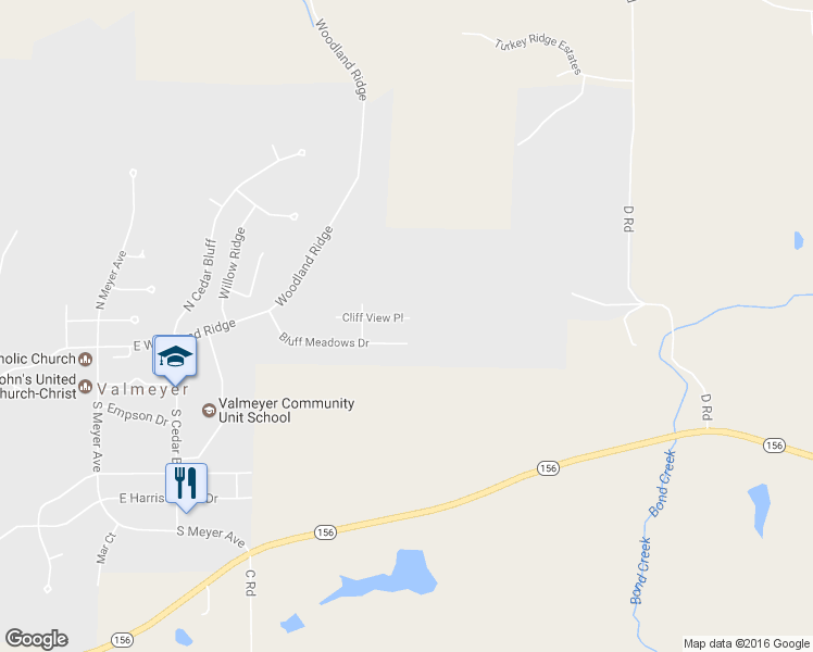 map of restaurants, bars, coffee shops, grocery stores, and more near 522 Cliff View Place in Valmeyer