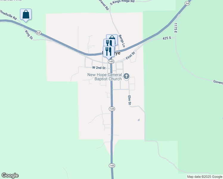 map of restaurants, bars, coffee shops, grocery stores, and more near 2 5th Street in Birdseye