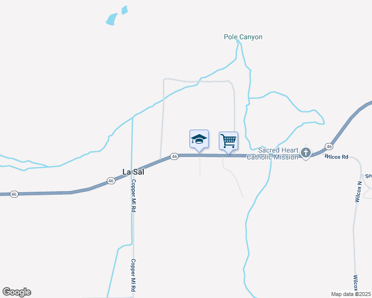 map of restaurants, bars, coffee shops, grocery stores, and more near Utah 46 in La Sal