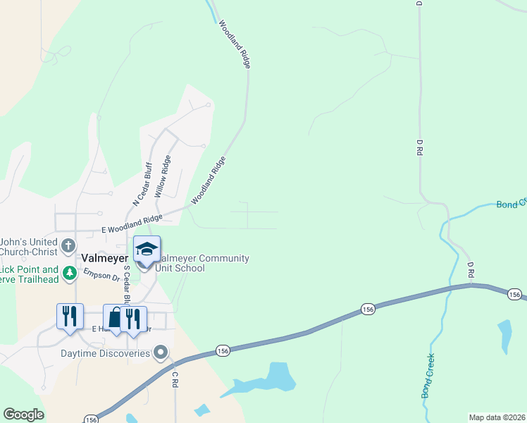 map of restaurants, bars, coffee shops, grocery stores, and more near 507 Cliff View Place in Valmeyer