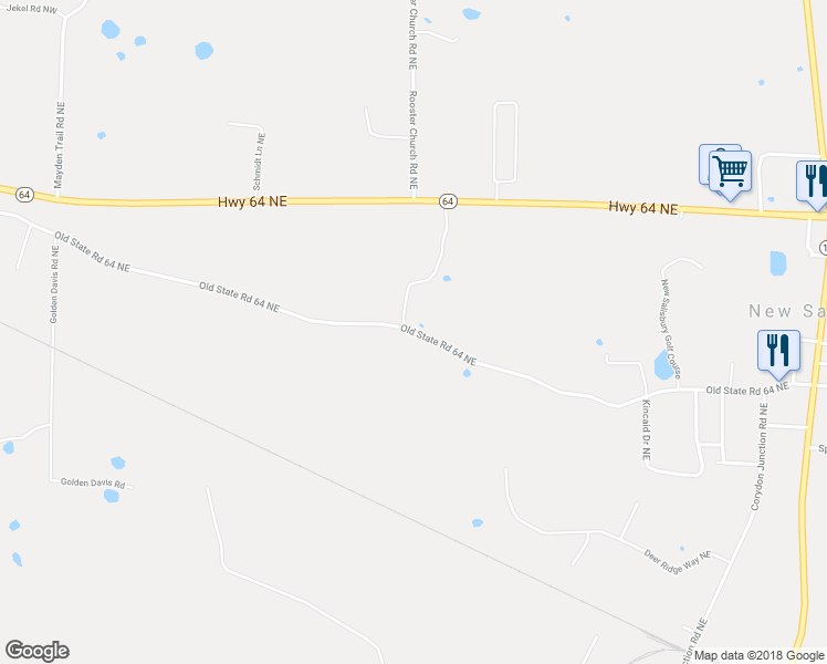 map of restaurants, bars, coffee shops, grocery stores, and more near 1007 Old State Road 64 Northeast in New Salisbury