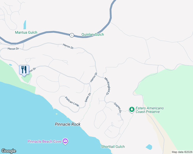 map of restaurants, bars, coffee shops, grocery stores, and more near 20668 Mockingbird Drive in Bodega Bay