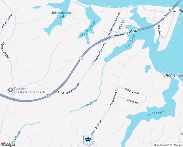 map of restaurants, bars, coffee shops, grocery stores, and more near 23520 South Patuxent Beach Road in California