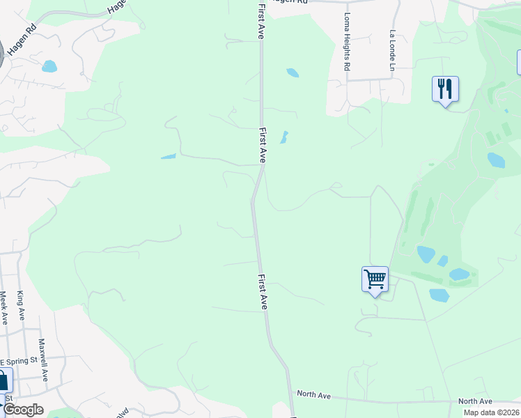 map of restaurants, bars, coffee shops, grocery stores, and more near 2188 First Avenue in Napa