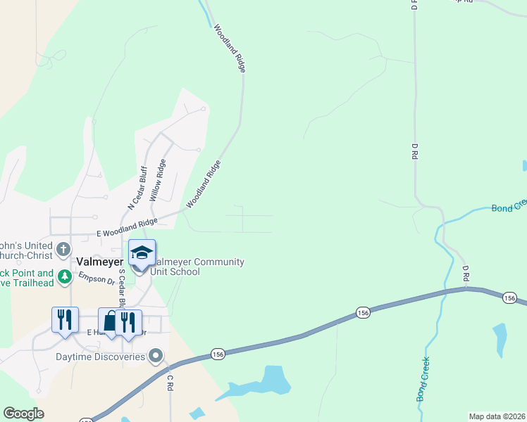 map of restaurants, bars, coffee shops, grocery stores, and more near 522 Cliff View Place in Valmeyer