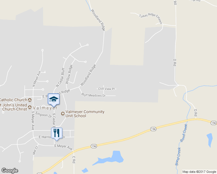 map of restaurants, bars, coffee shops, grocery stores, and more near 507 Cliff View Place in Valmeyer