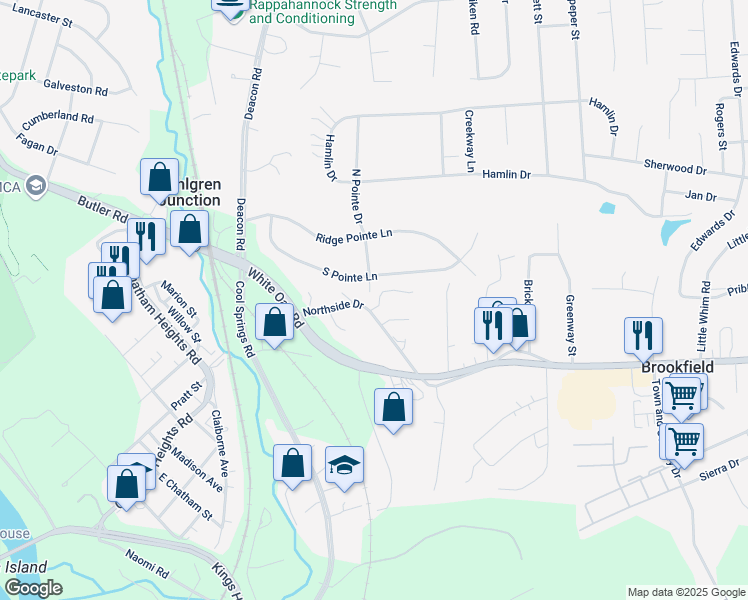 map of restaurants, bars, coffee shops, grocery stores, and more near 2 North Pointe Drive in Falmouth