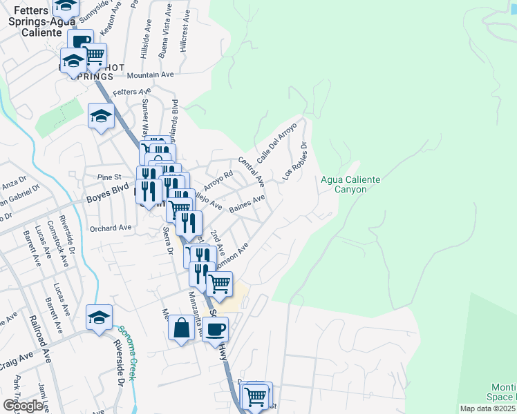 map of restaurants, bars, coffee shops, grocery stores, and more near 1031 6th Avenue in Sonoma
