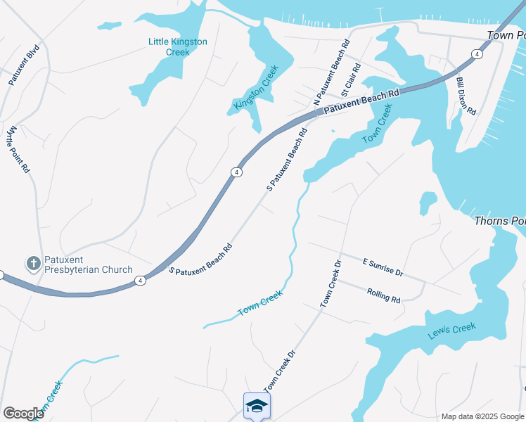 map of restaurants, bars, coffee shops, grocery stores, and more near 23520 South Patuxent Beach Road in California