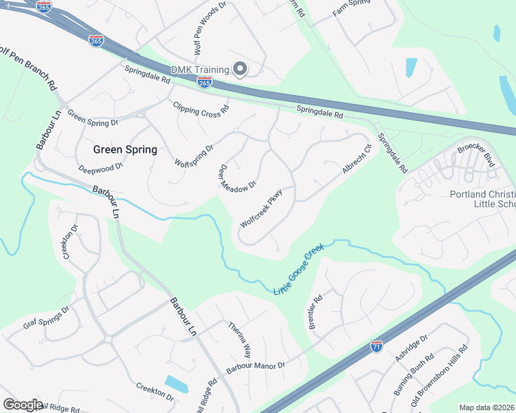 map of restaurants, bars, coffee shops, grocery stores, and more near 4512 Wolfcreek Parkway in Louisville