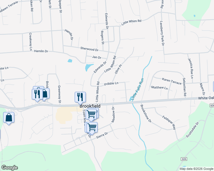 map of restaurants, bars, coffee shops, grocery stores, and more near 20 Pribble Lane in Fredericksburg