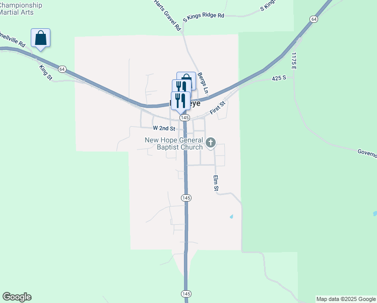 map of restaurants, bars, coffee shops, grocery stores, and more near 2-98 5th Street in Birdseye