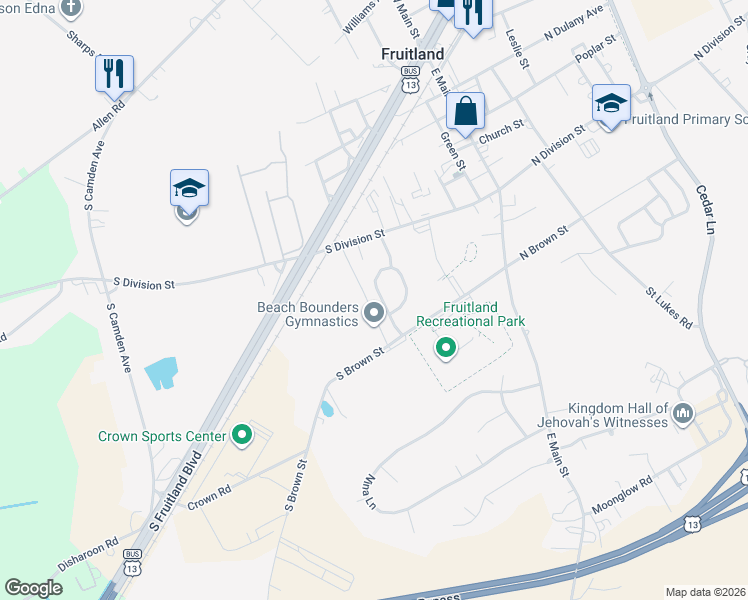 map of restaurants, bars, coffee shops, grocery stores, and more near 226 Garrison Way in Fruitland