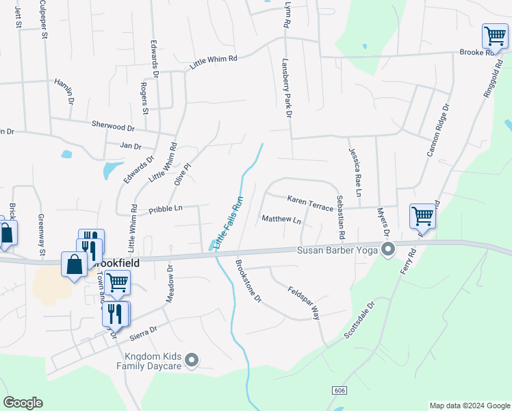 map of restaurants, bars, coffee shops, grocery stores, and more near 60 Sebastian Road in Fredericksburg