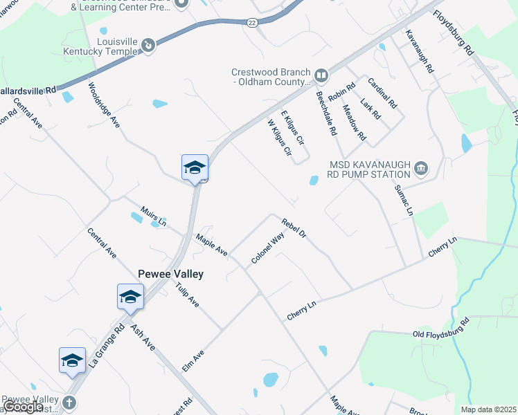 map of restaurants, bars, coffee shops, grocery stores, and more near 7608 Locust Lane in Crestwood