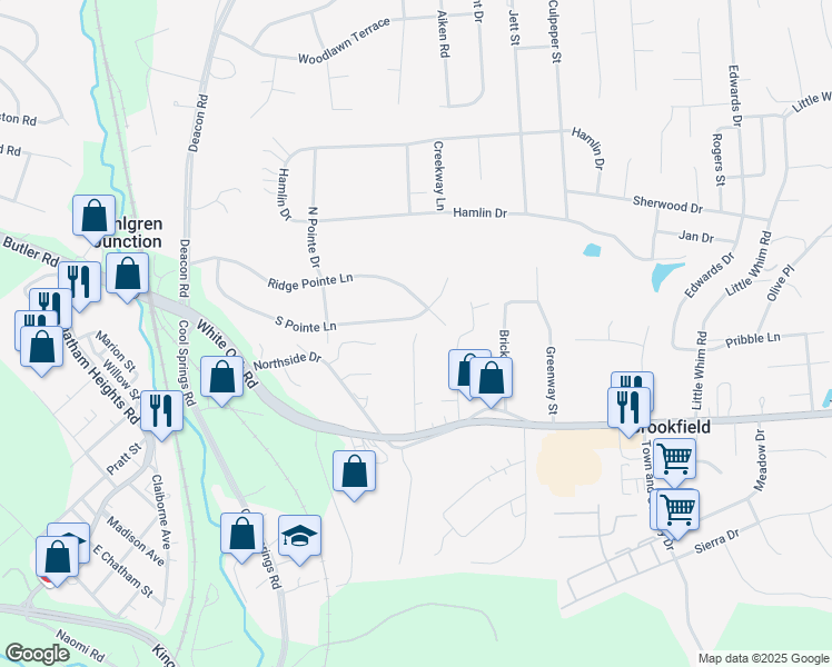 map of restaurants, bars, coffee shops, grocery stores, and more near 104 Mountain Avenue in Fredericksburg