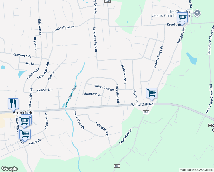 map of restaurants, bars, coffee shops, grocery stores, and more near 2201 Karen Terrace in Fredericksburg