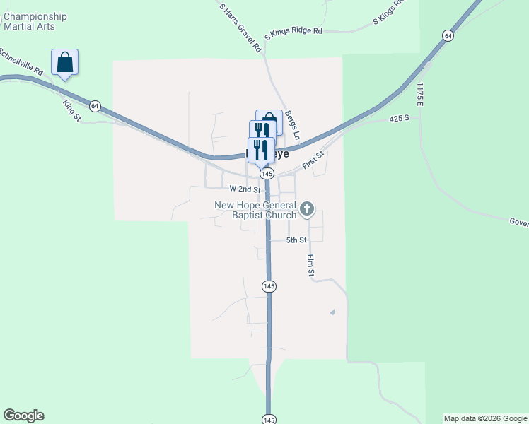 map of restaurants, bars, coffee shops, grocery stores, and more near 13 Division Street in Birdseye