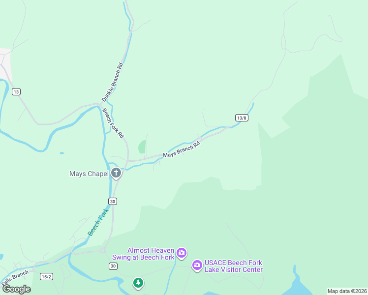 map of restaurants, bars, coffee shops, grocery stores, and more near 5275 Mays Branch Road in Lavalette