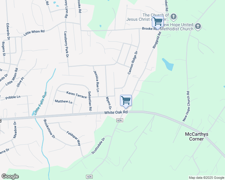 map of restaurants, bars, coffee shops, grocery stores, and more near 18 Ashcroft Drive in Fredericksburg