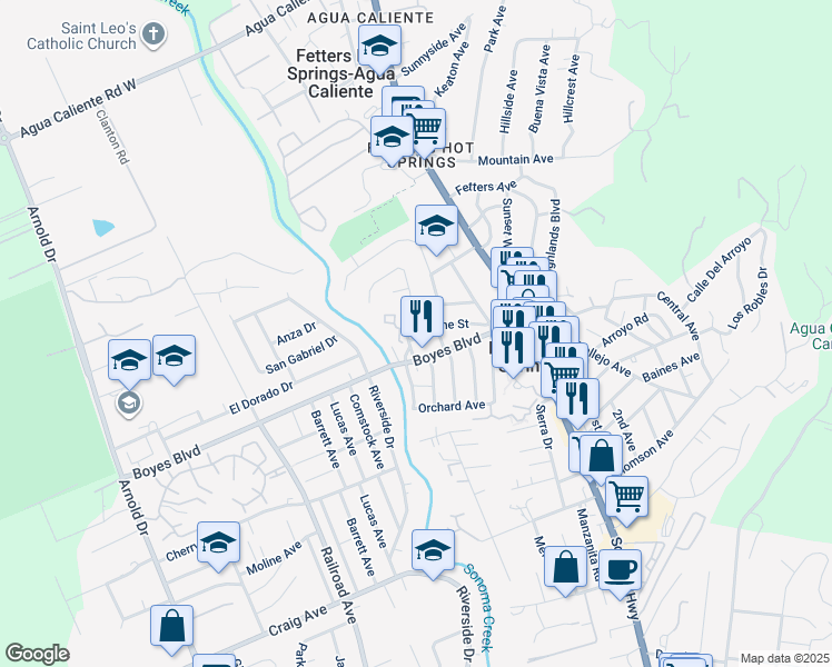 map of restaurants, bars, coffee shops, grocery stores, and more near 237 Locust Avenue in Sonoma