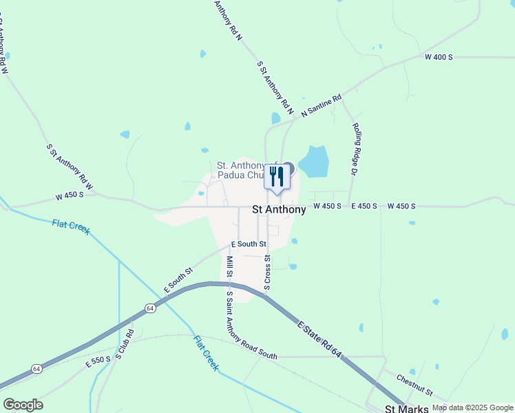 map of restaurants, bars, coffee shops, grocery stores, and more near 4070 East 450 South in Saint Anthony
