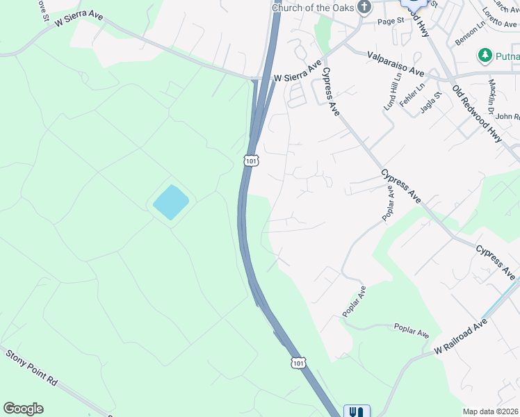 map of restaurants, bars, coffee shops, grocery stores, and more near 9149 Water Road in Cotati