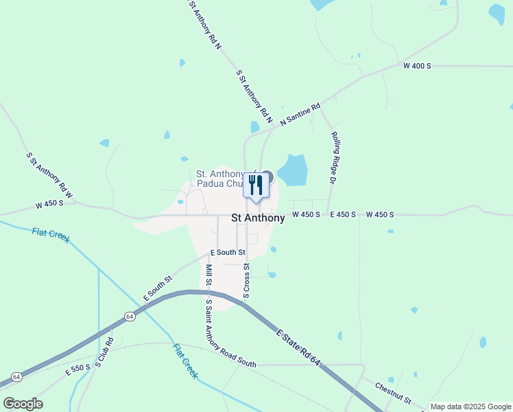 map of restaurants, bars, coffee shops, grocery stores, and more near 4070-4168 East 450 South in Saint Anthony