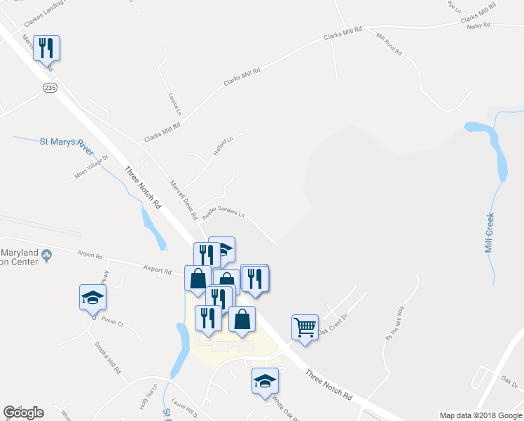 map of restaurants, bars, coffee shops, grocery stores, and more near 44588 Reeder Sanders Lane in Hollywood